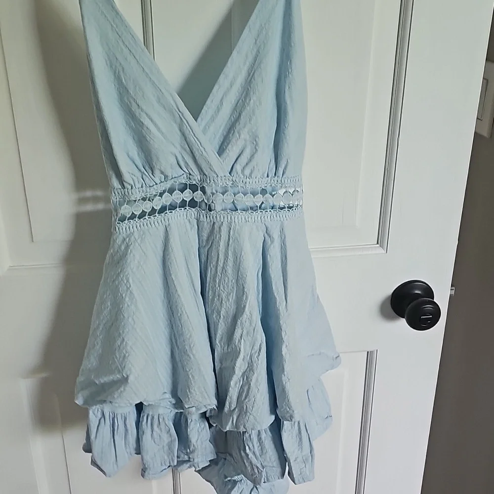 NWT Simplee Light Blue Ruffled Romper